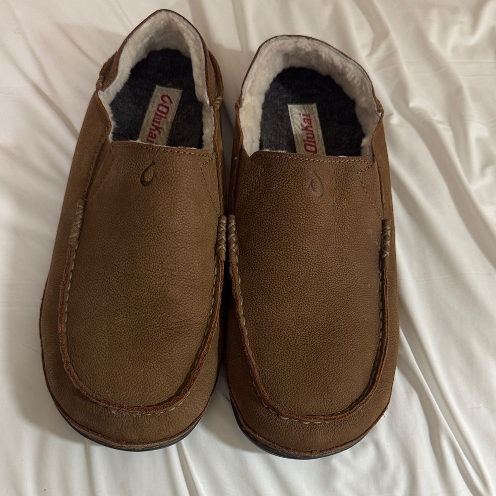 OluKai Men's Tan Slip-On Loafers